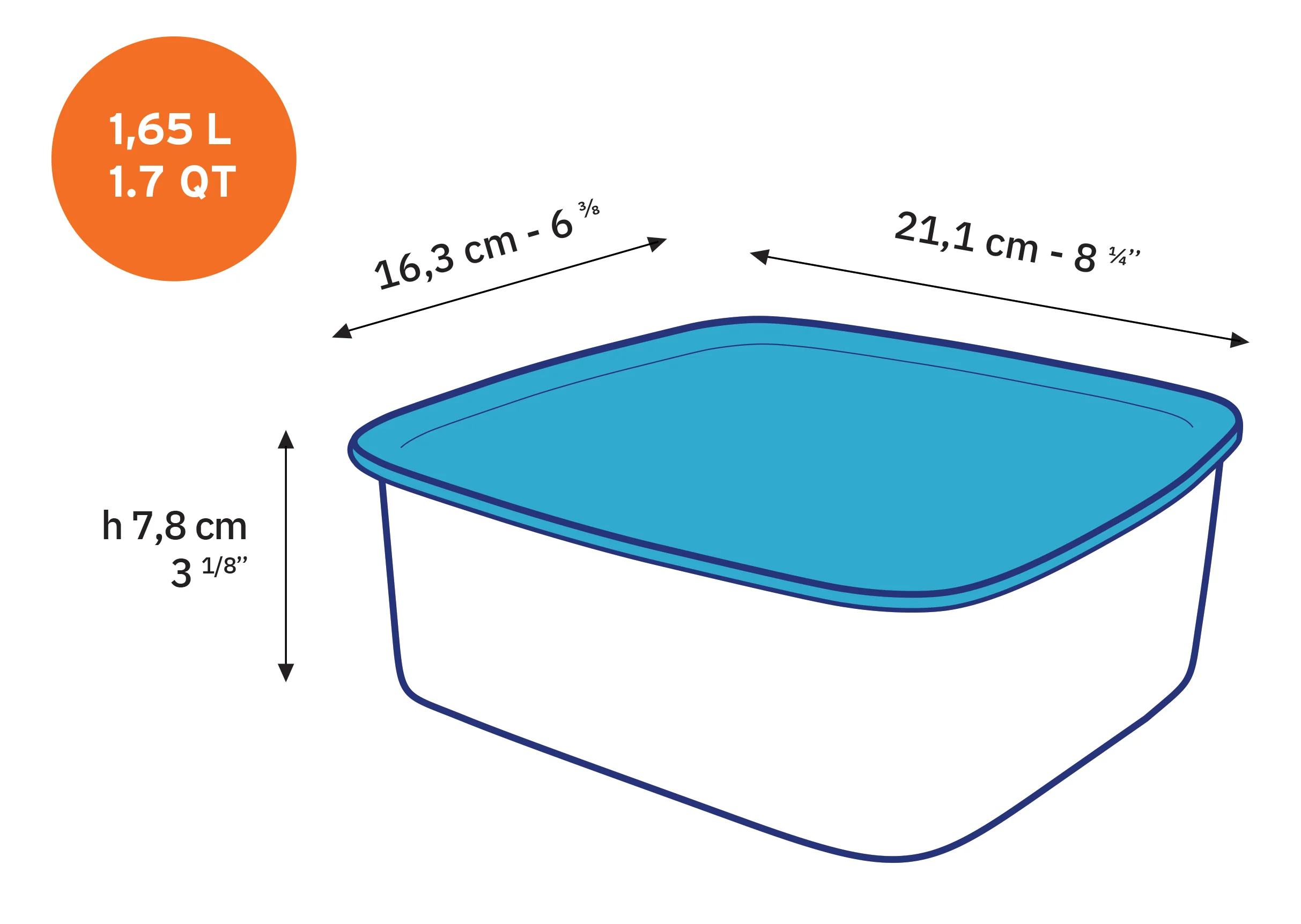 Freshbox Rectangular Storage Set - 3 Pieces ( .4, 1.1, 1.7 Quart) + Lids - Final Sale - Image 5