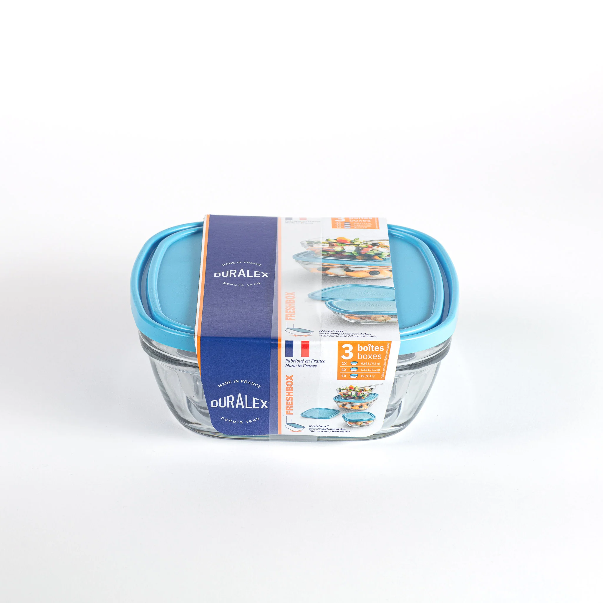 Freshbox Square Storage Set - 3 Pieces (.6, 1.2, 2.1 Quart) + Lids - Final Sale - Image 3